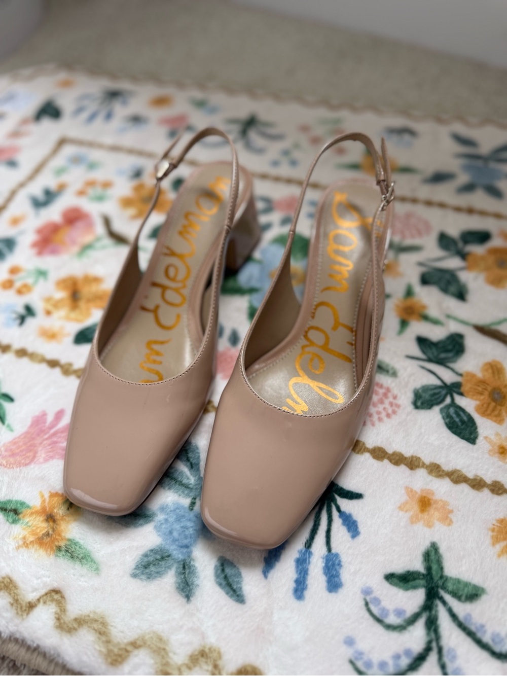 Sam Edelman Sunrise Blush Patent Slingback Heels Elegant Neutral size 7